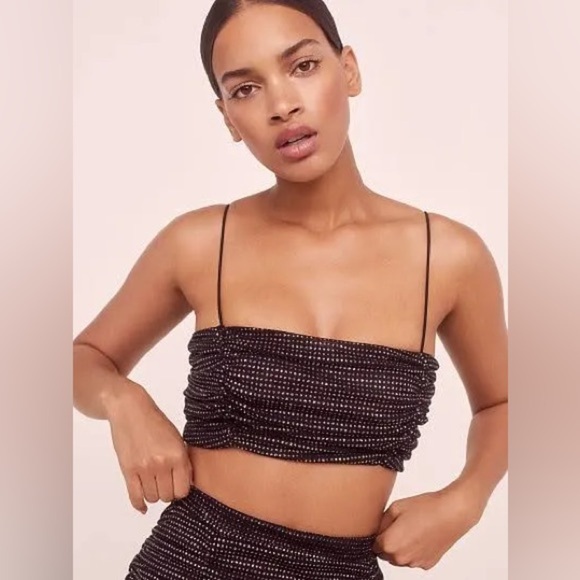 FOR LOVE & LEMONS X VS All That Glitters Black Cropped Tank Top - Picture 1 of 9